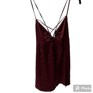 Auden Satin slip Dress Womens Sz L Nightgown Nightie Teddy Wine Red lingerie New
